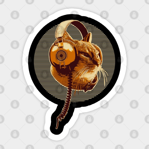 Melophile Music Lover Headphones Cat - Natural Colors 1 - Melophile Sticker by DuskySavage